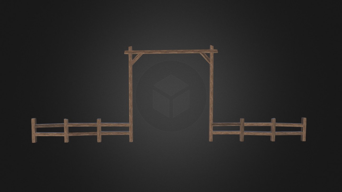 Fence and Gate (Wood) 3d model