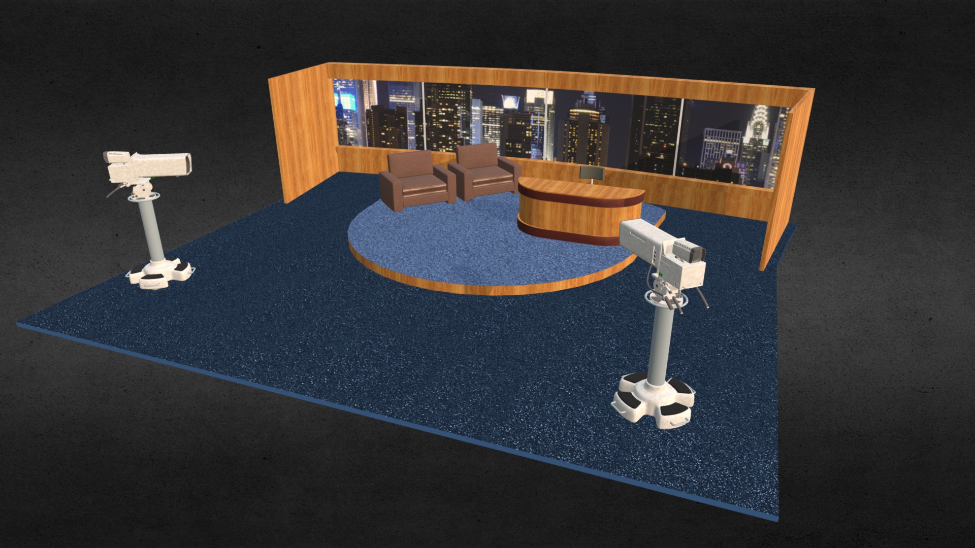 Late Night TV Show Set 3d model