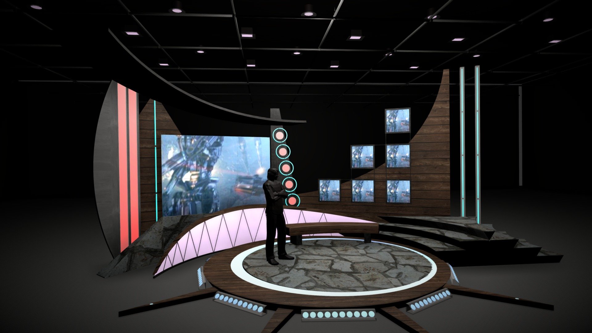 Virtual TV Studio Chat Set 11 3d model