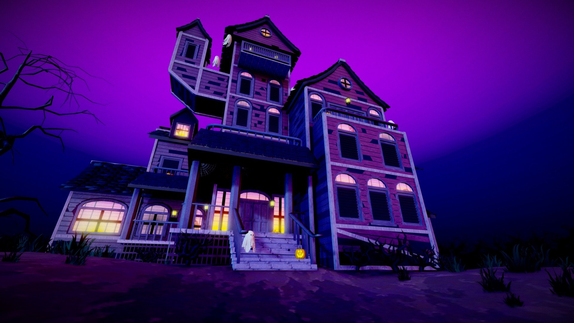 Spooky Haunted House 3d model