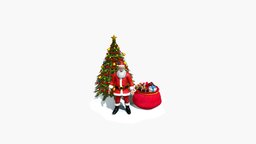 Santa Claus, Christmas Tree & Gifts