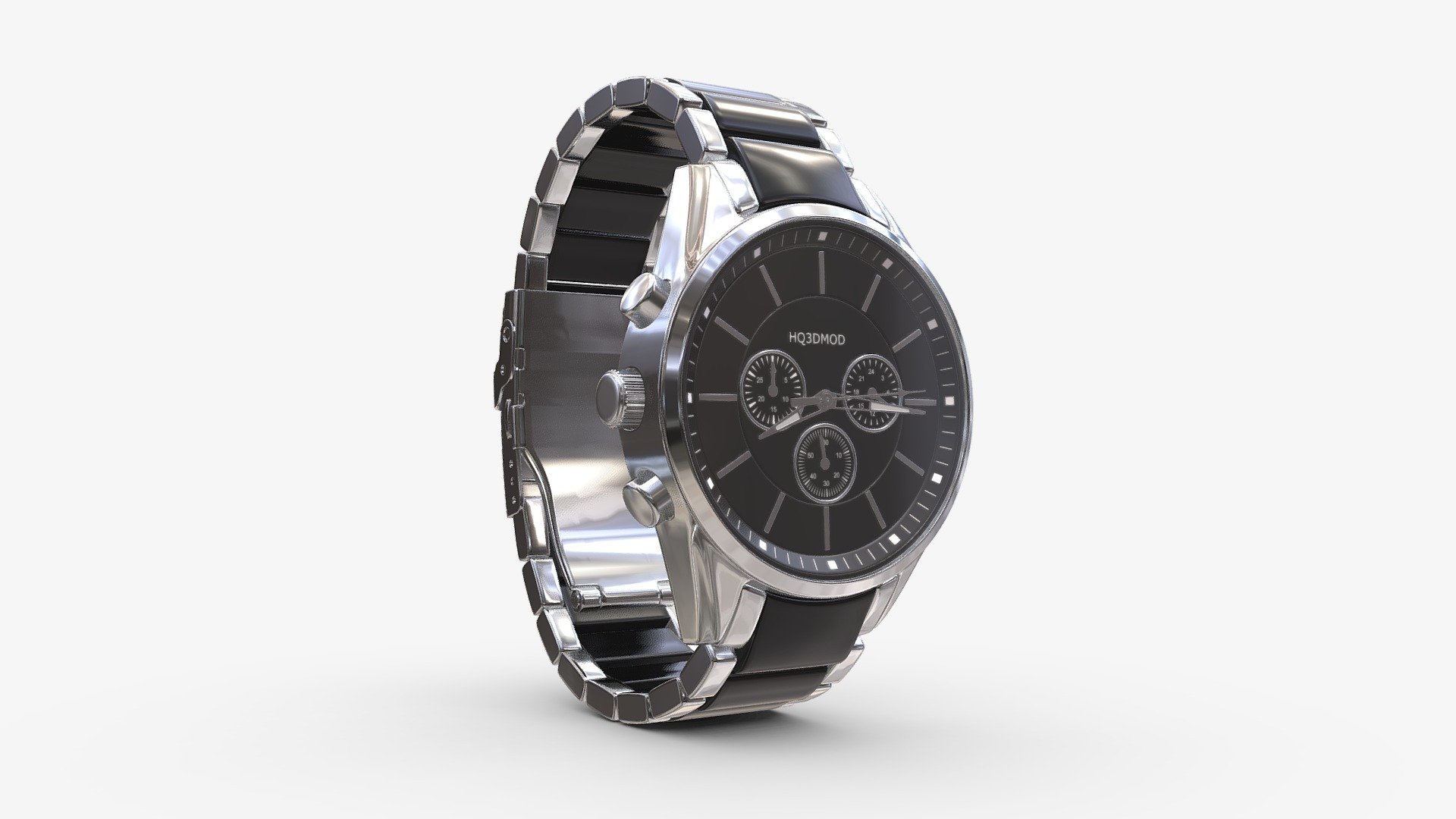 Wristwatch with Steel Bracelet 01 3d model