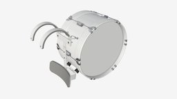 Marching bass drum with carrier pure white