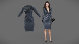 Female Leather Business Skirt Outfit