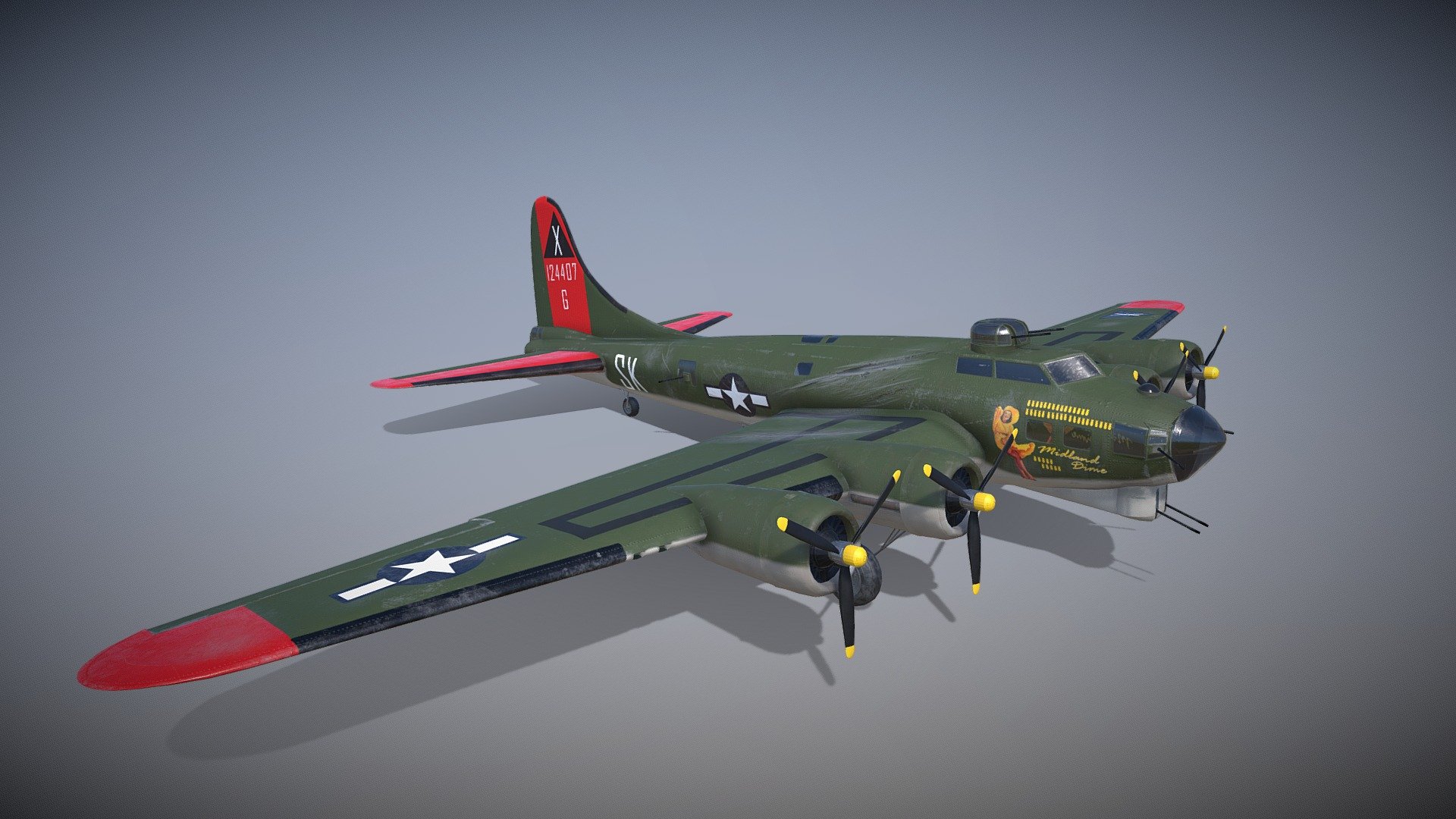 B17 Bomber "Midland Dime" 3d model