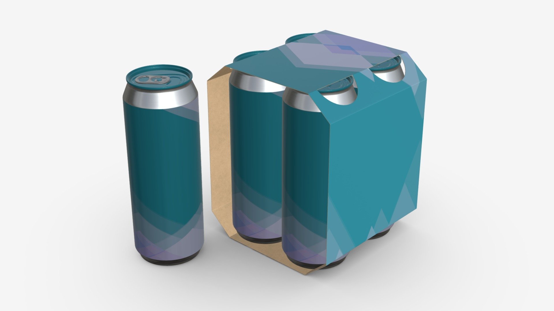 Cluster-pack four beer can packaging pack 3d model