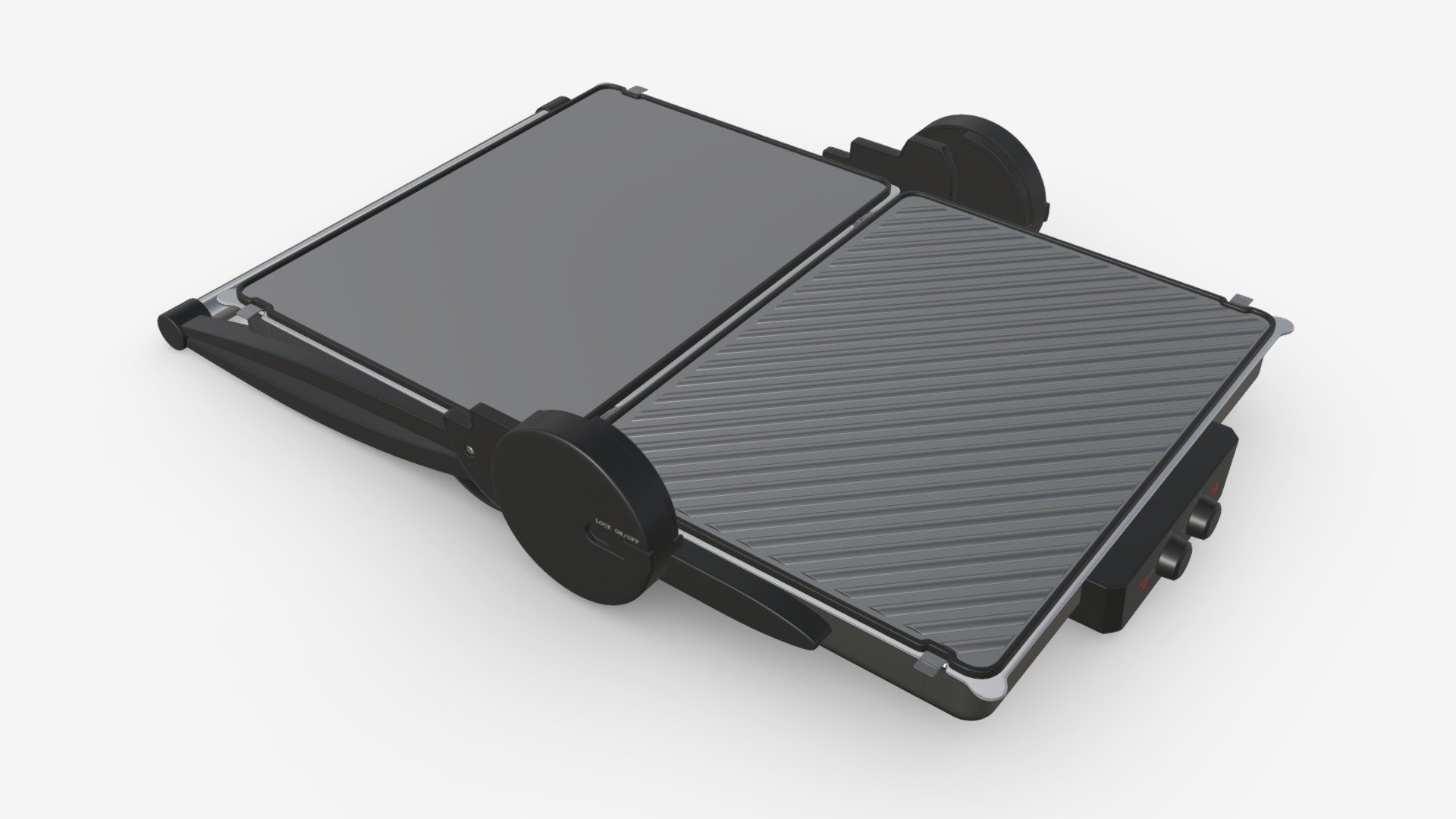 Electric tabletop grill open 3d model