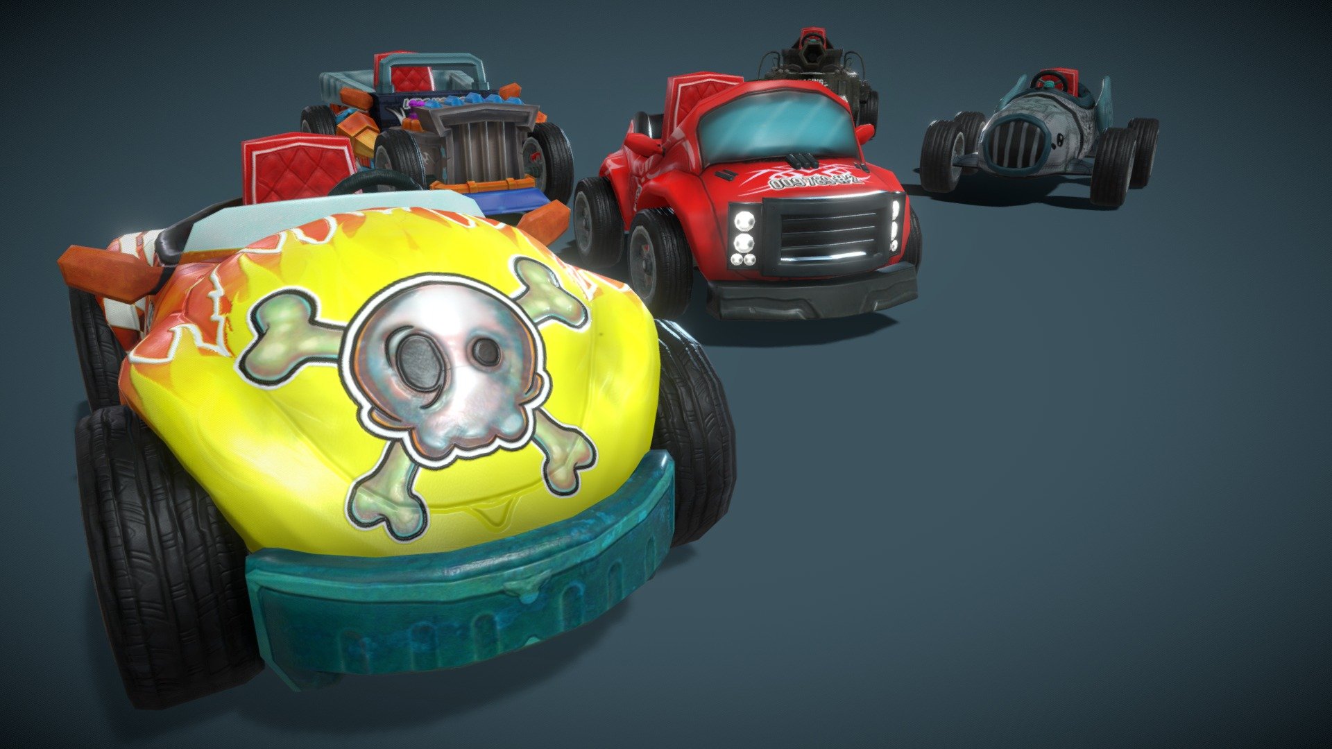 5 Cartoon Karts 3d model