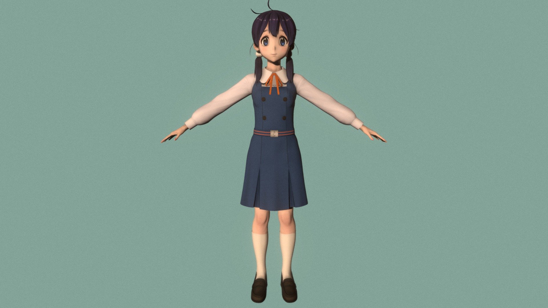 T pose rigged model of Tamako Kitashirakawa 3d model