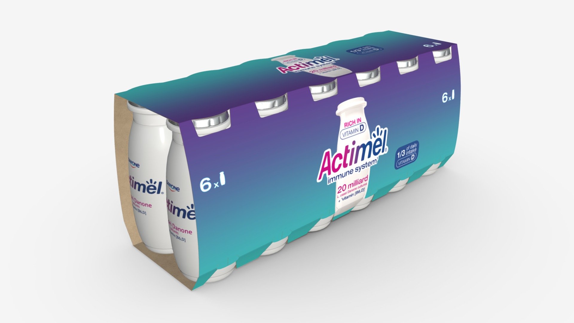 Danone Actimel bottles 12-pack 3d model