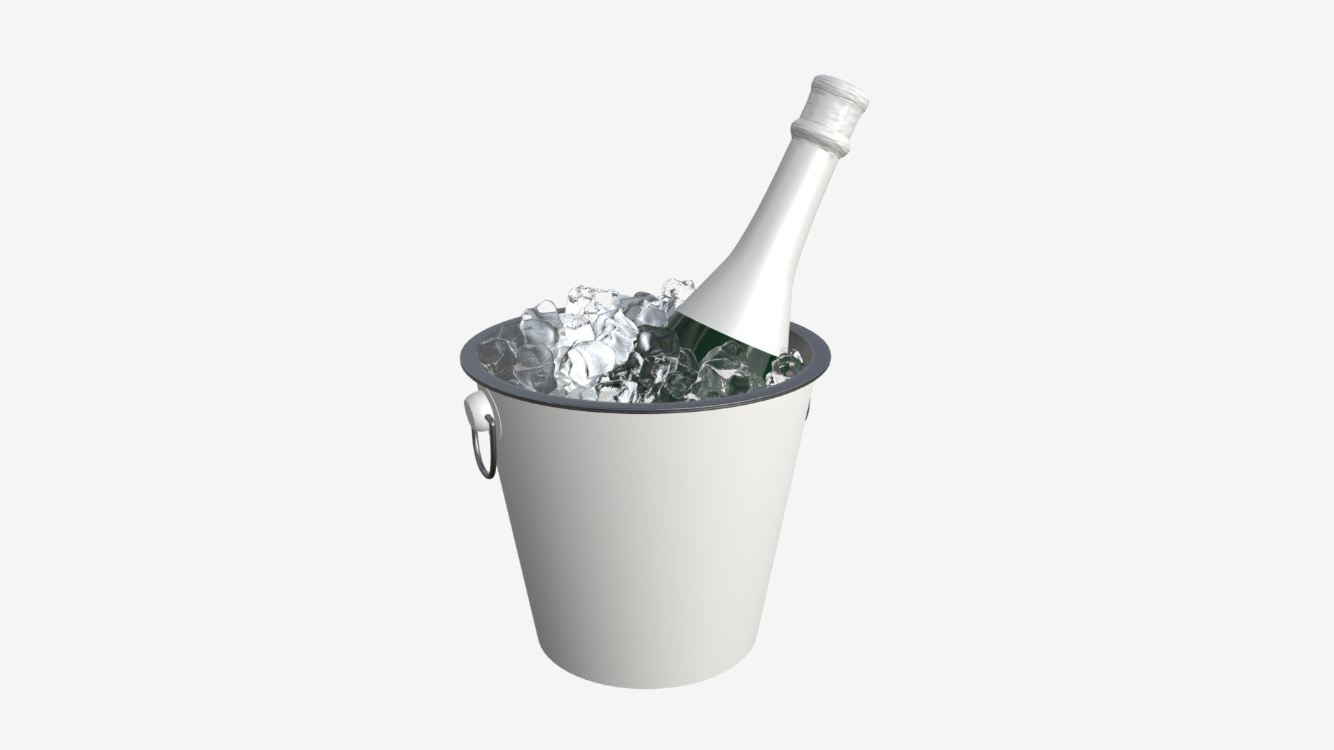 champagne bottle in metal bucket 3d model