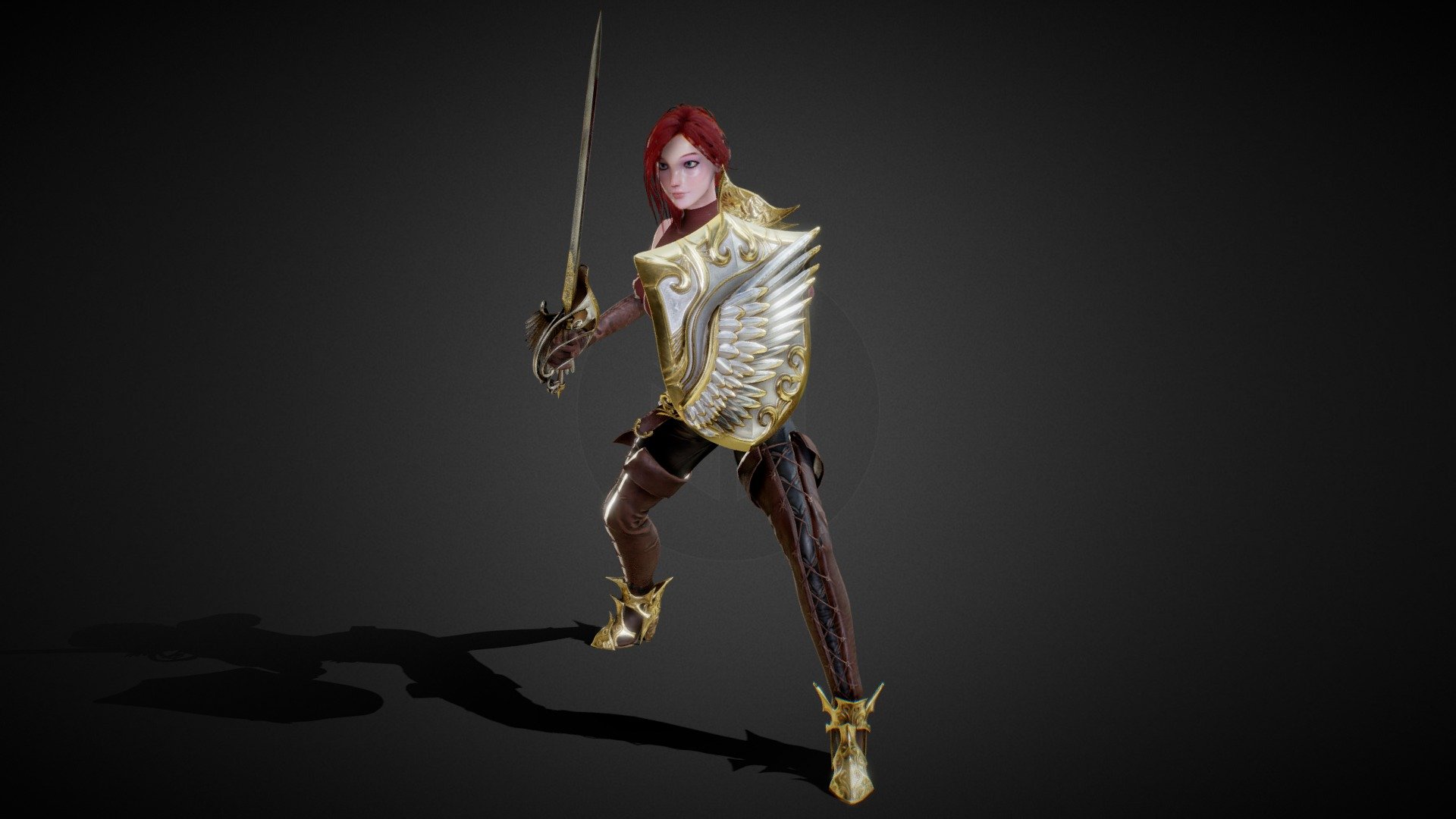 Sword and Shield Warrior 3d model