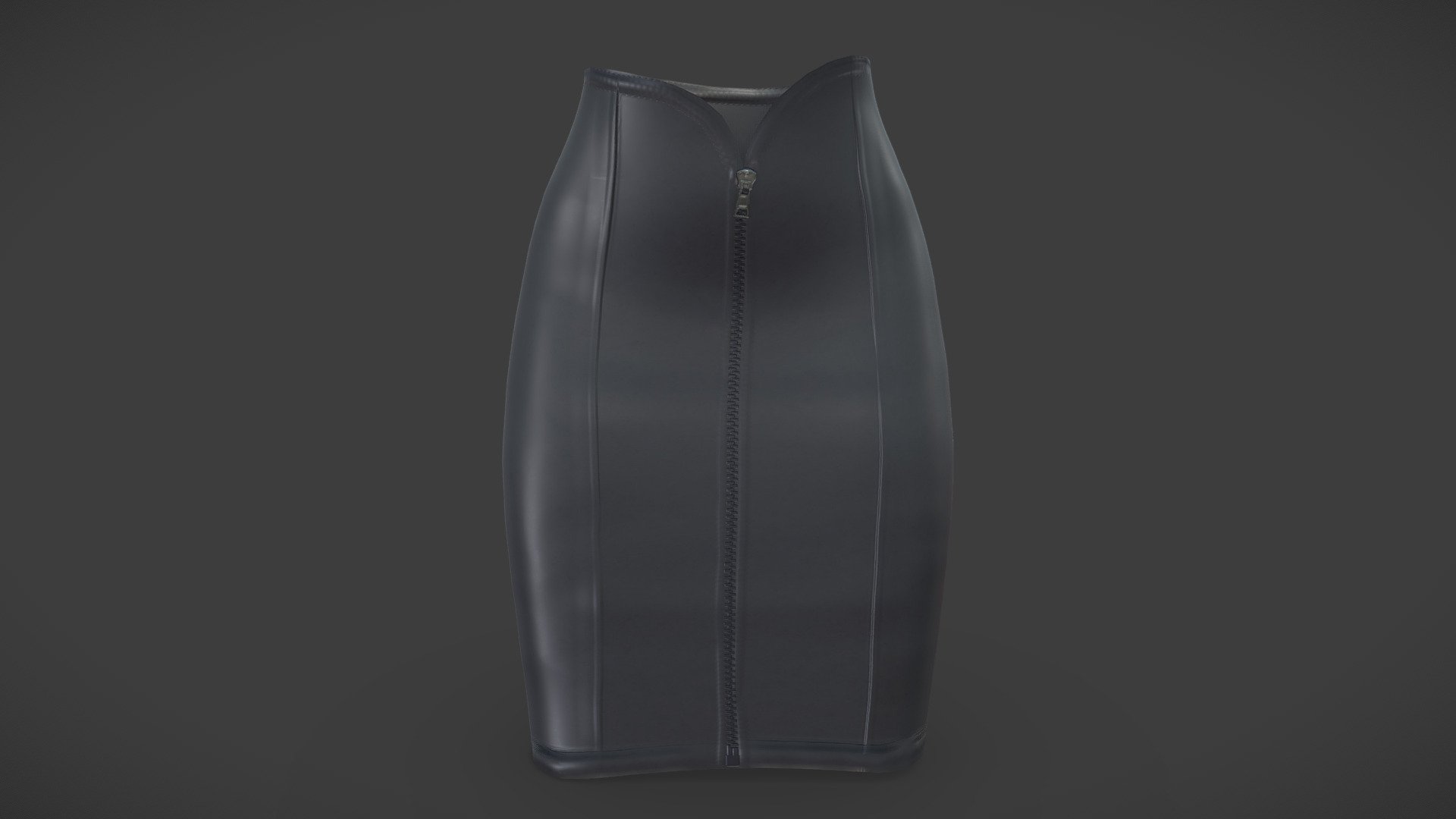 Front Zip Leather Business Skirt 3d model