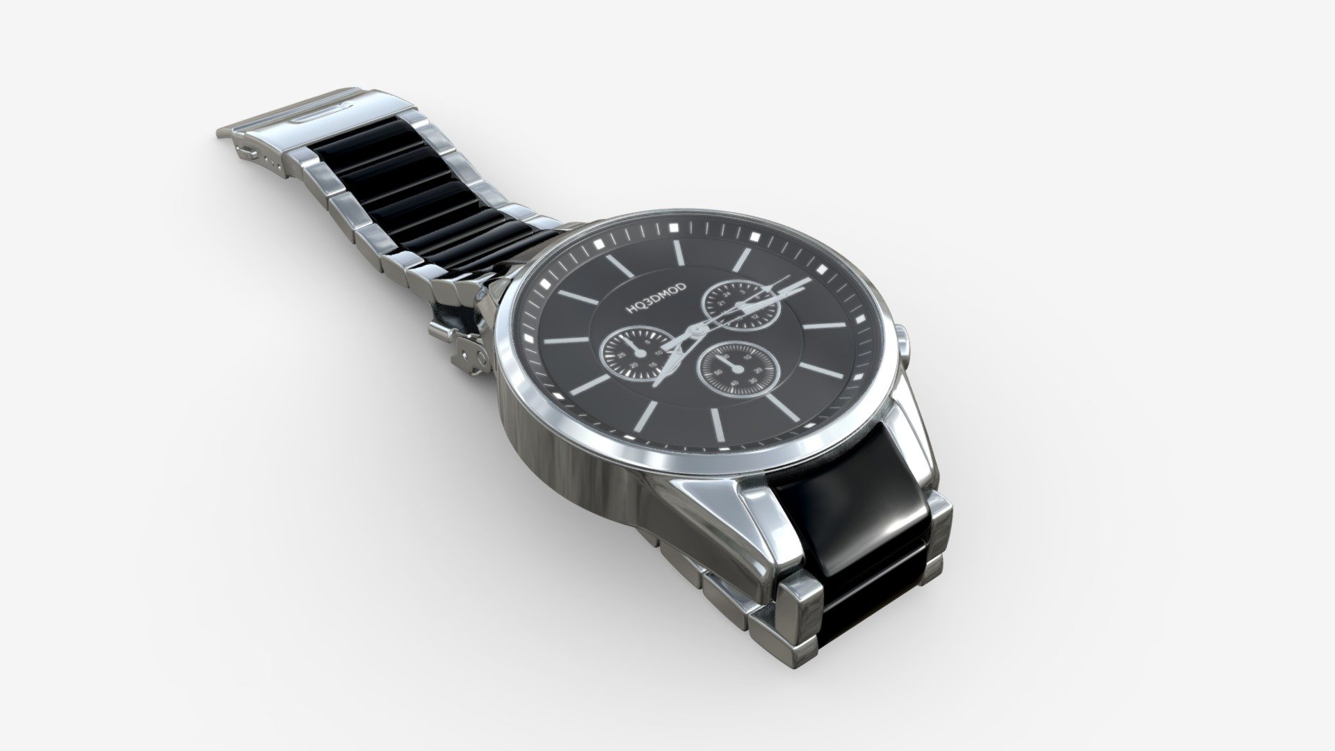 Wristwatch with Steel Bracelet 02 3d model