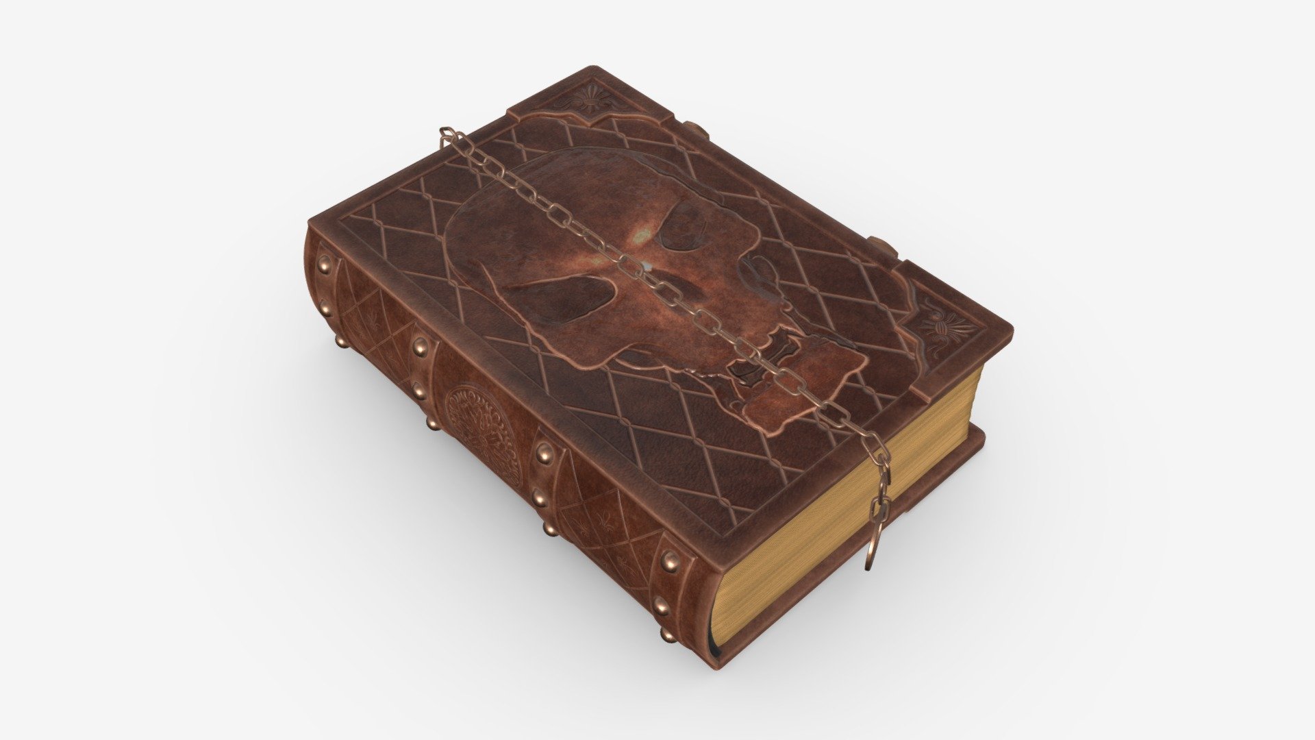 Old book decorated in leather 02 3d model