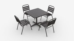 Square Metal Dining Table with Chairs