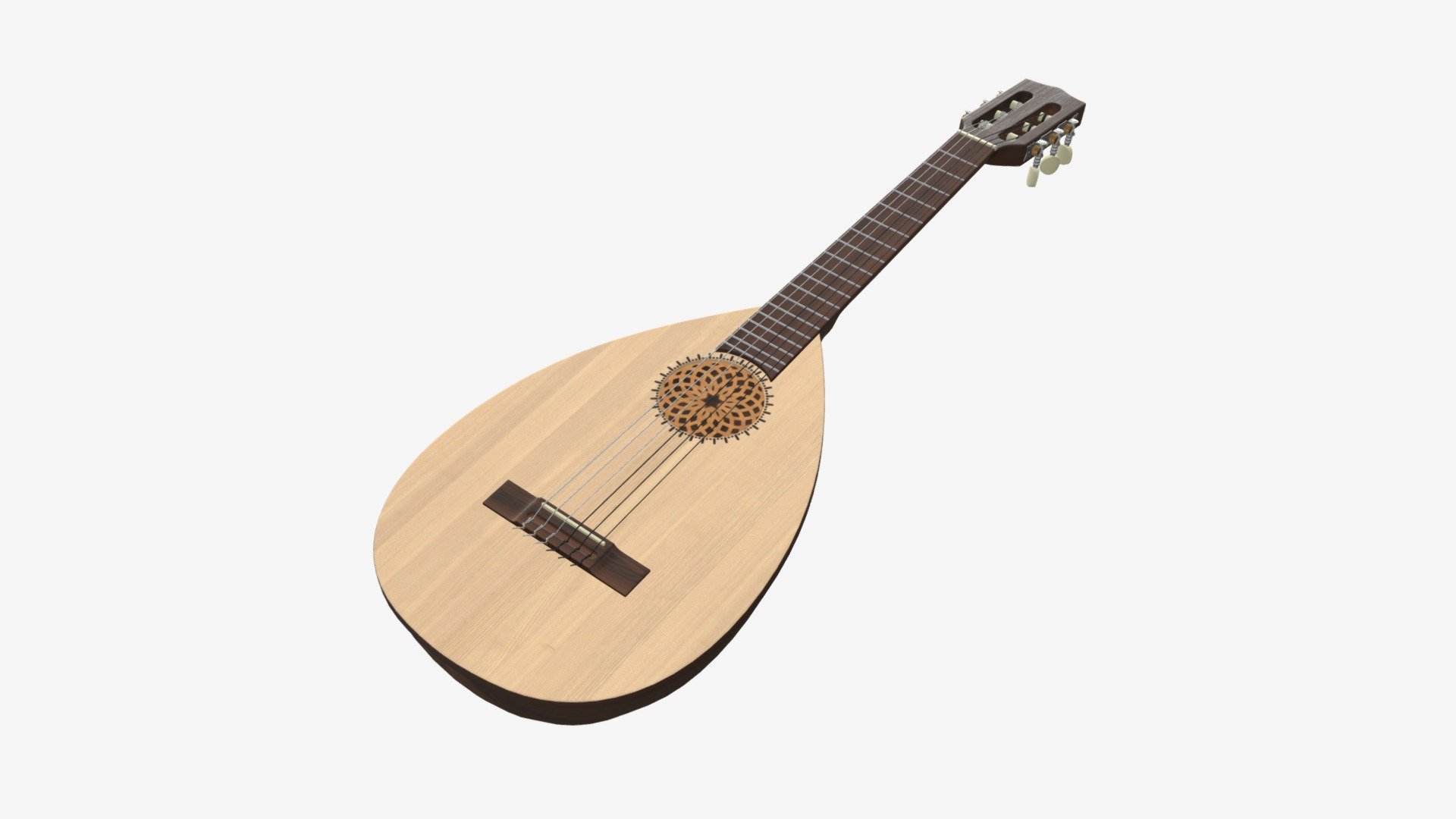 Lute string instrument 3d model