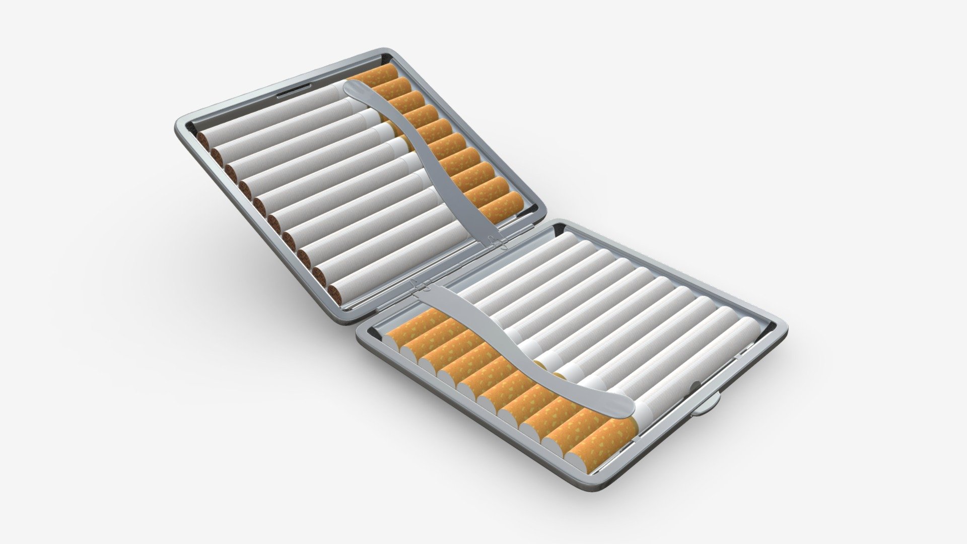 Metal cigarette case 05 open 3d model