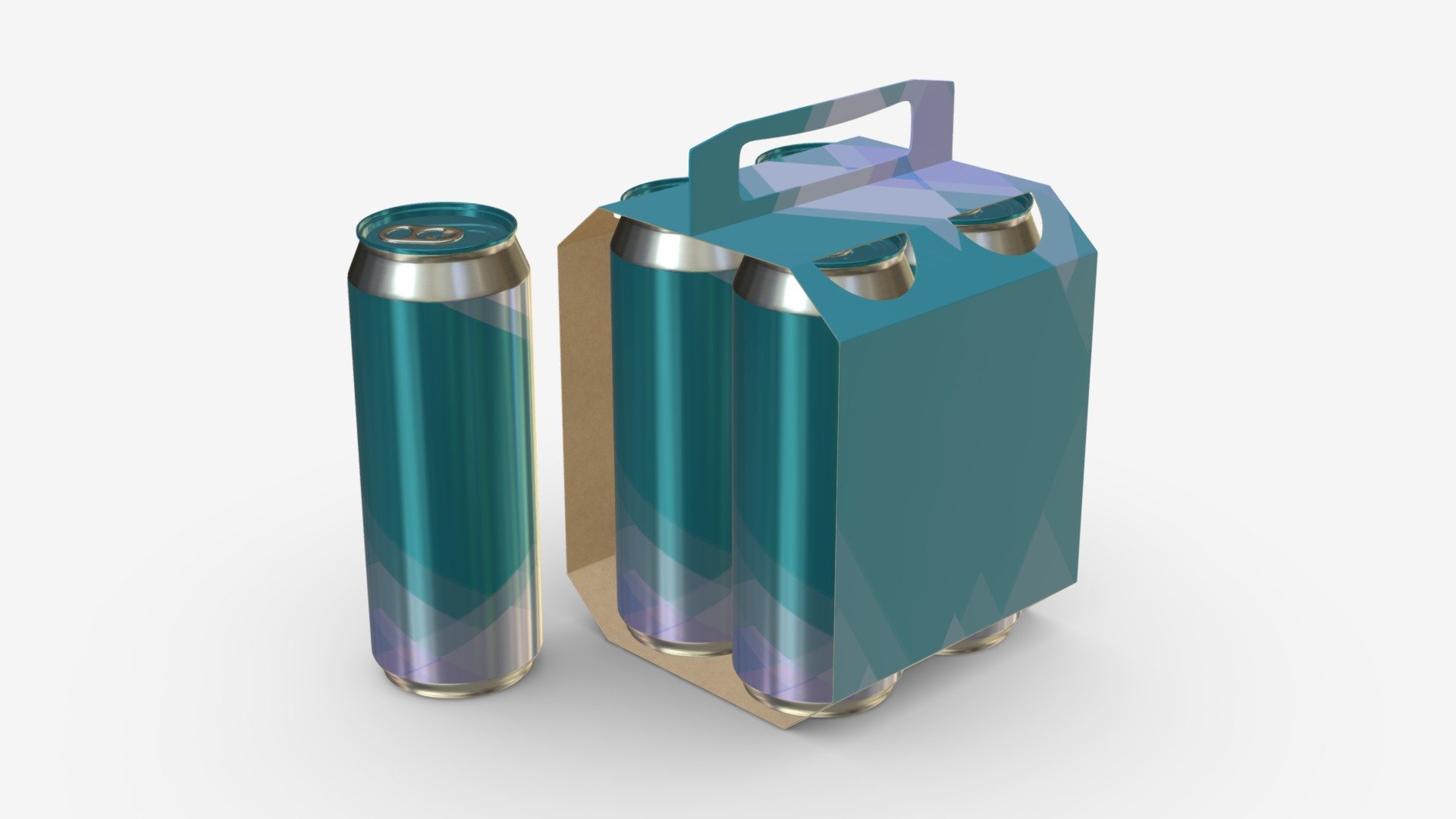 Packaging with handle four beer pack 3d model