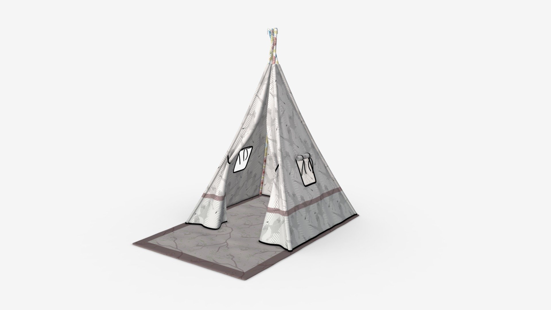 Children tepee with playmat 3d model