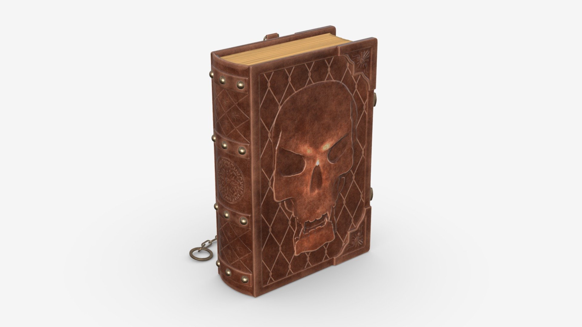 Old book decorated in leather 01 3d model