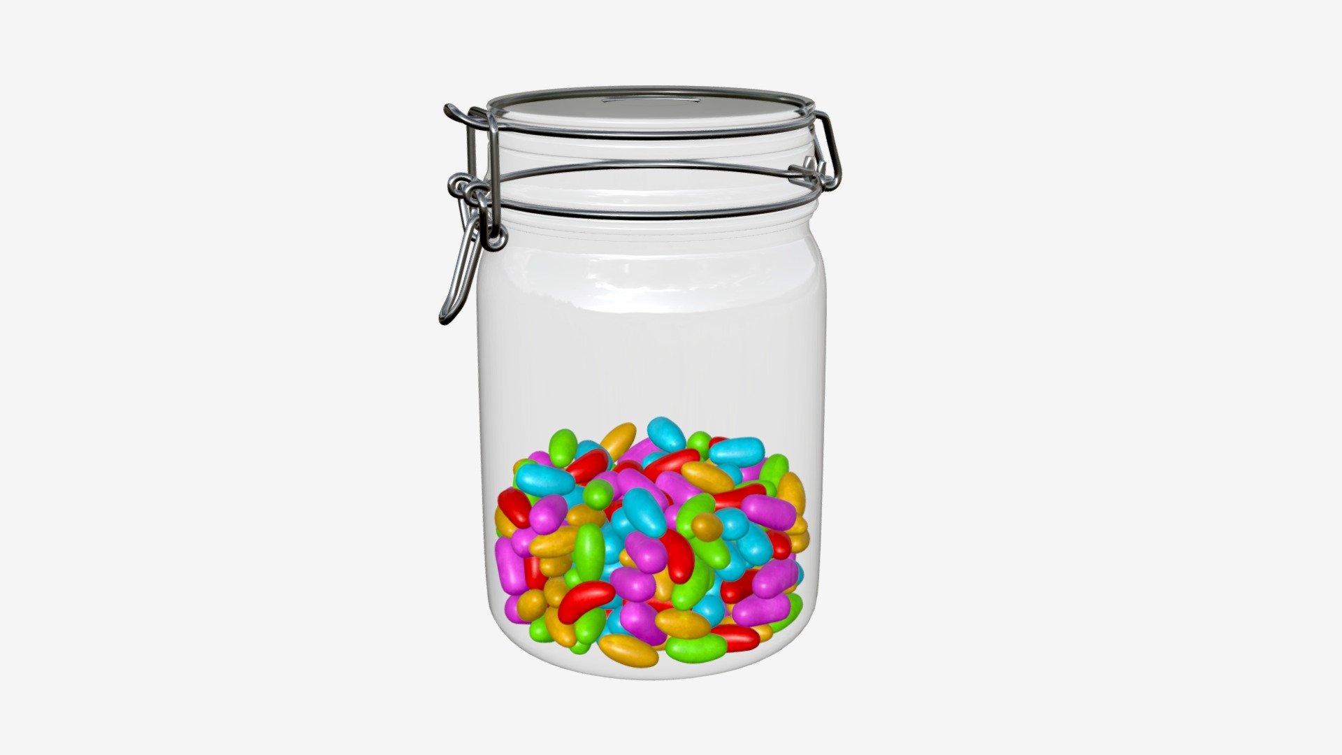 Jar with jelly beans 01 3d model