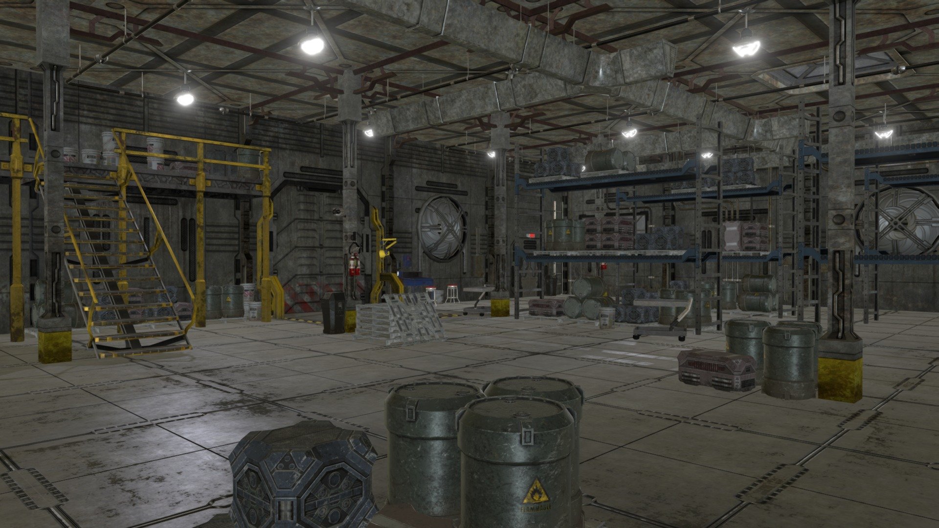 Sci Fi Warehouse Cut away 3d model