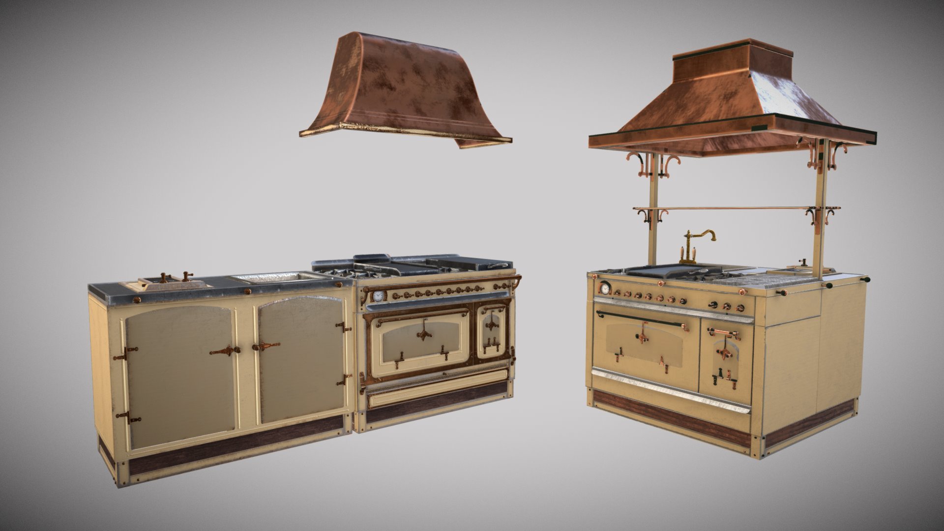 Old Metal Kitchen Restaurant 3d model