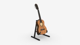 Classic acoustic guitar with stand