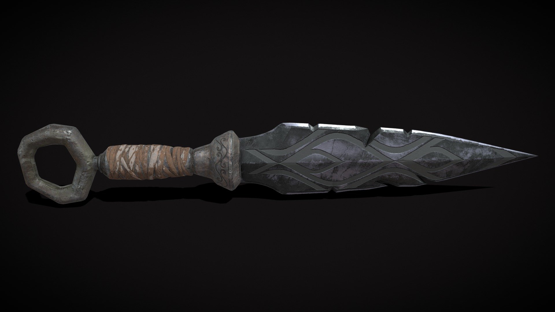 Medieval Spear Point Knife 3d model