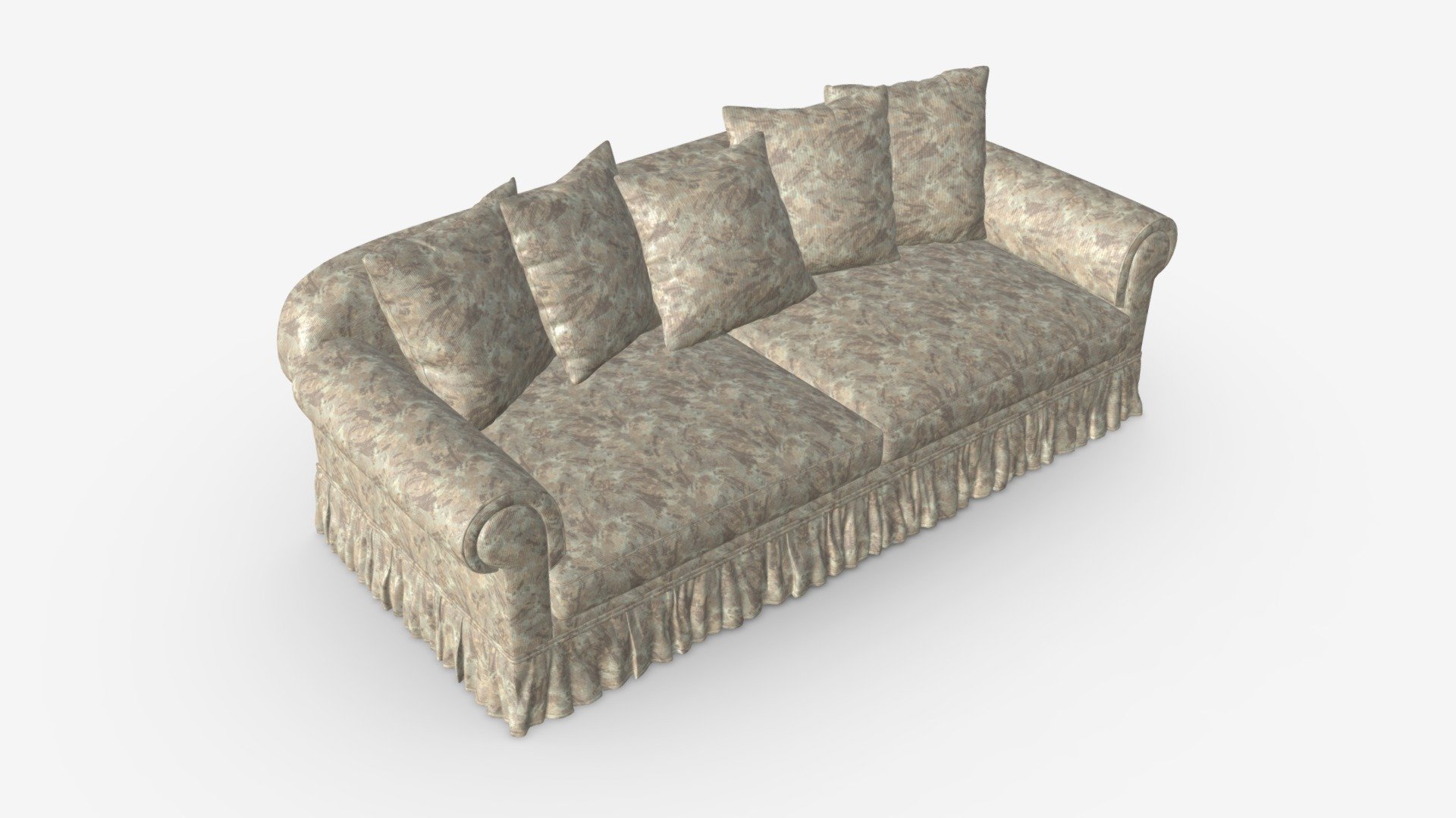 Sofa with five cushions 3d model