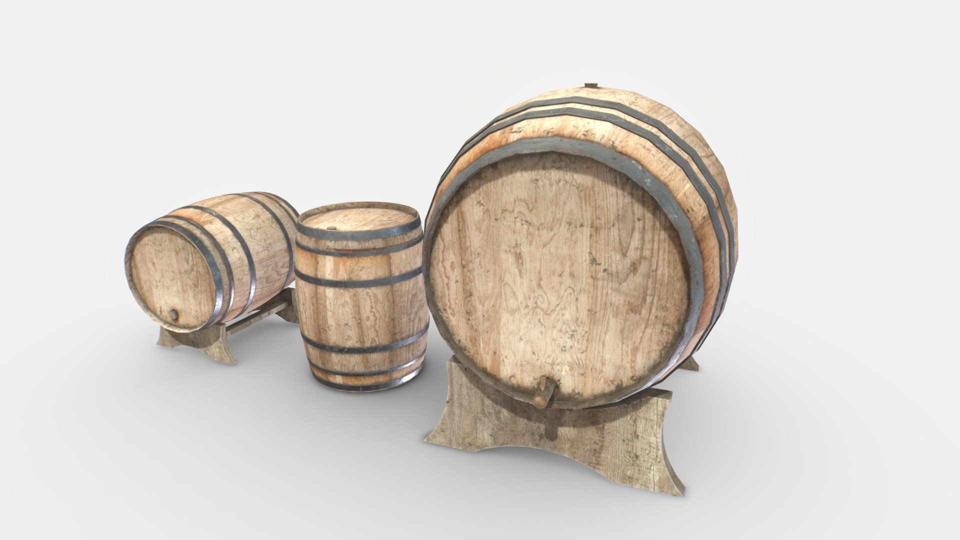 Old Wooden Barrels 2 3d model