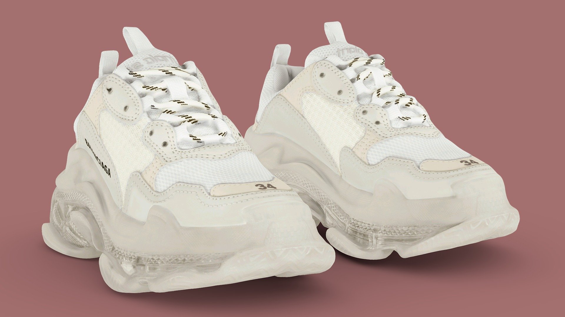 Both Balenciaga Triple S Trainers V2 3d model