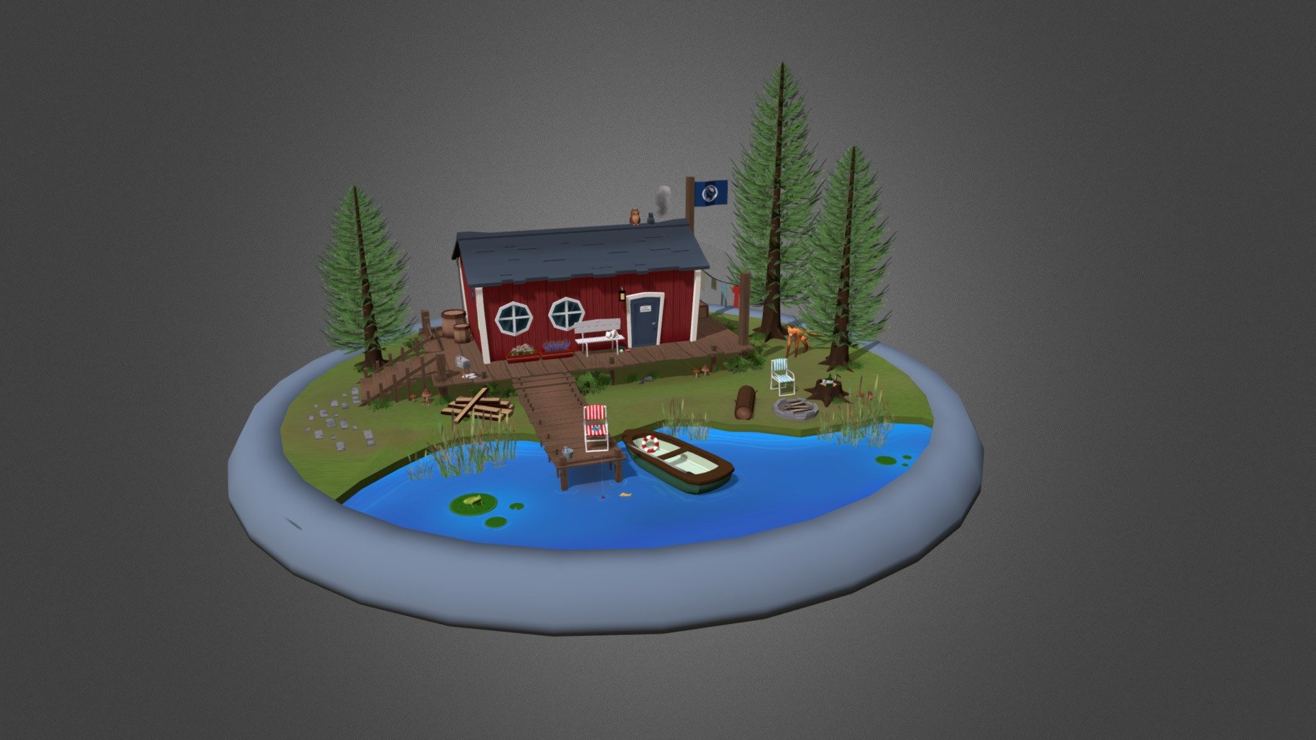 Diorama "Fishers Hut" 3d model