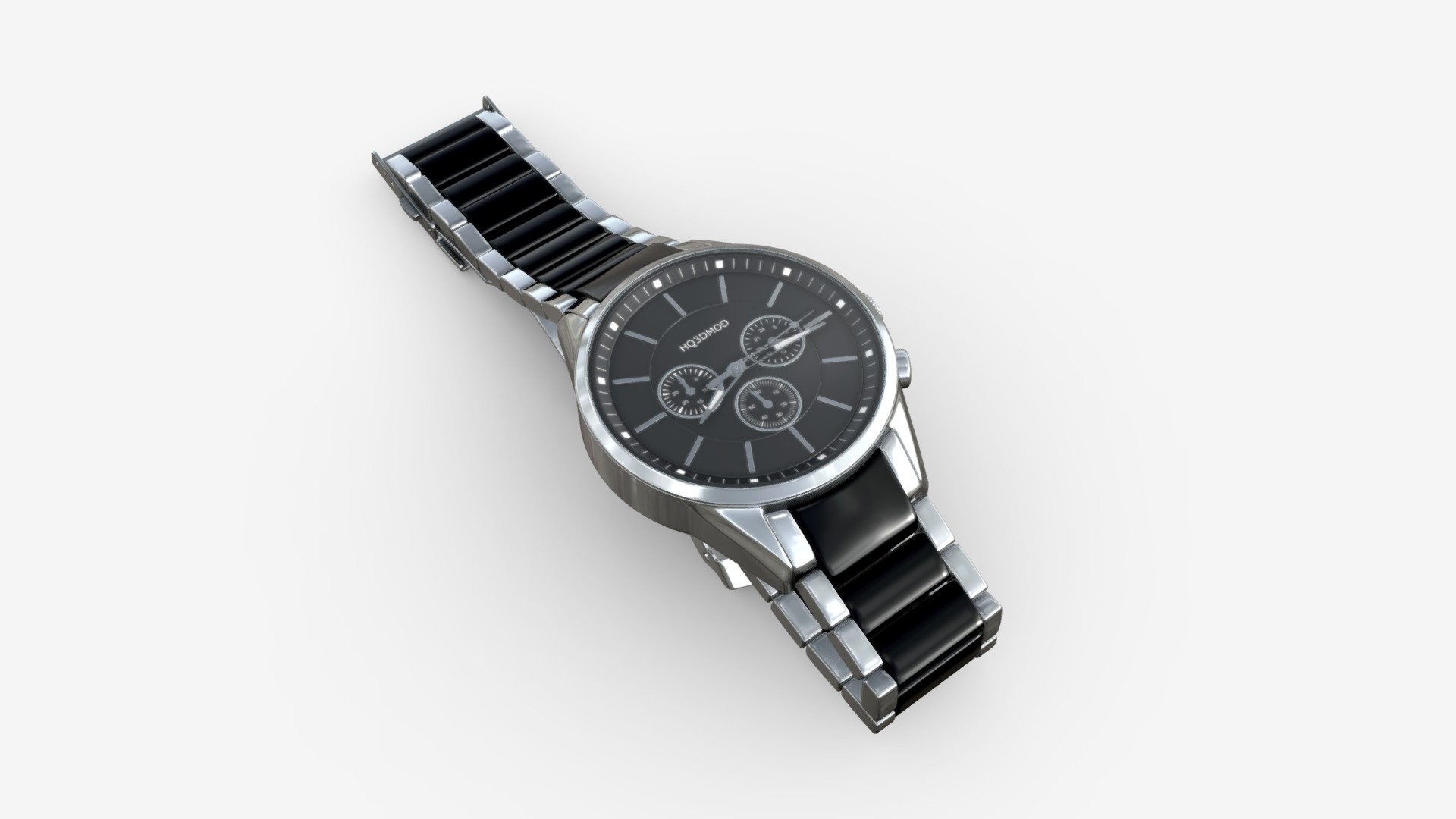 Wristwatch with Steel Bracelet 03 3d model