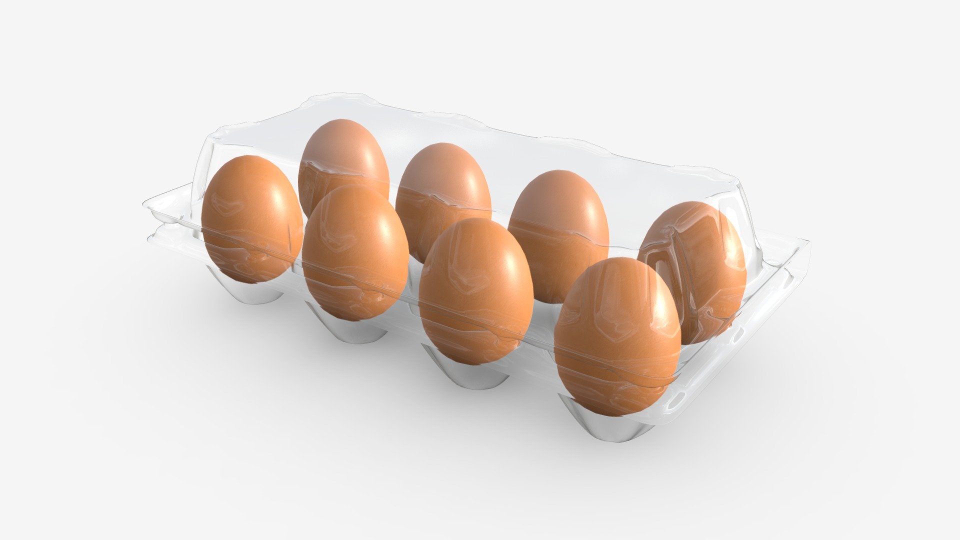 Eggs in plastic package 8 eggs 3d model