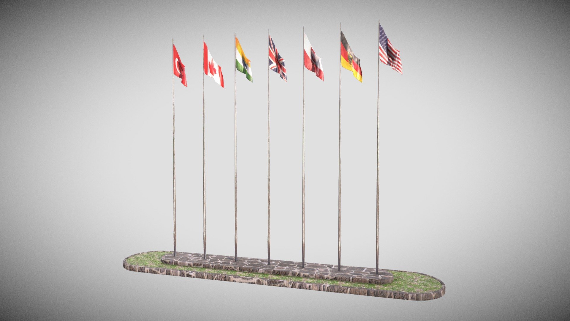 Hotel Flags 3d model