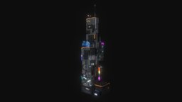 Cyberpunk Futuristic building Kitbash Bundle_001