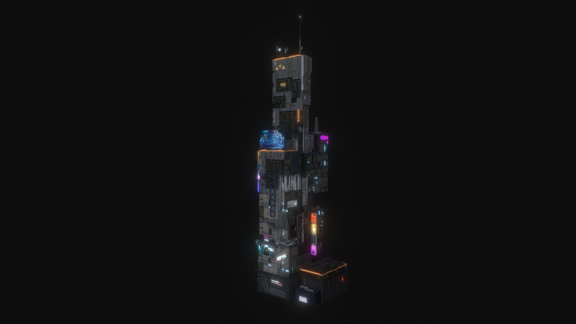 Cyberpunk Futuristic building Kitbash Bundle_001 3d model