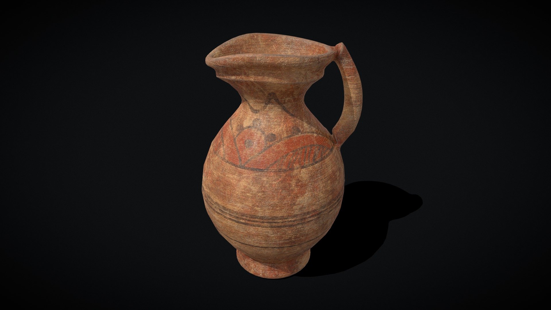 Decorated Medieval Earthenware Pitcher 3d model