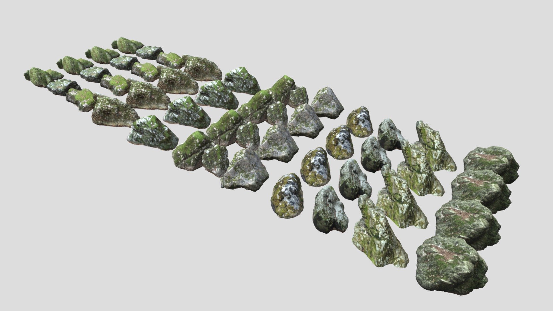 11 Mossy Rocks Pack 3d model