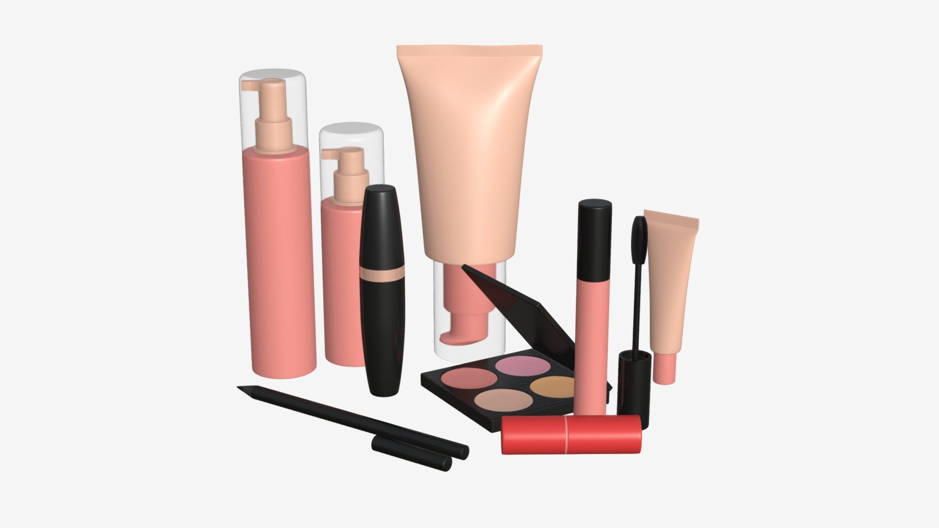 Face makeup set mockup 3d model