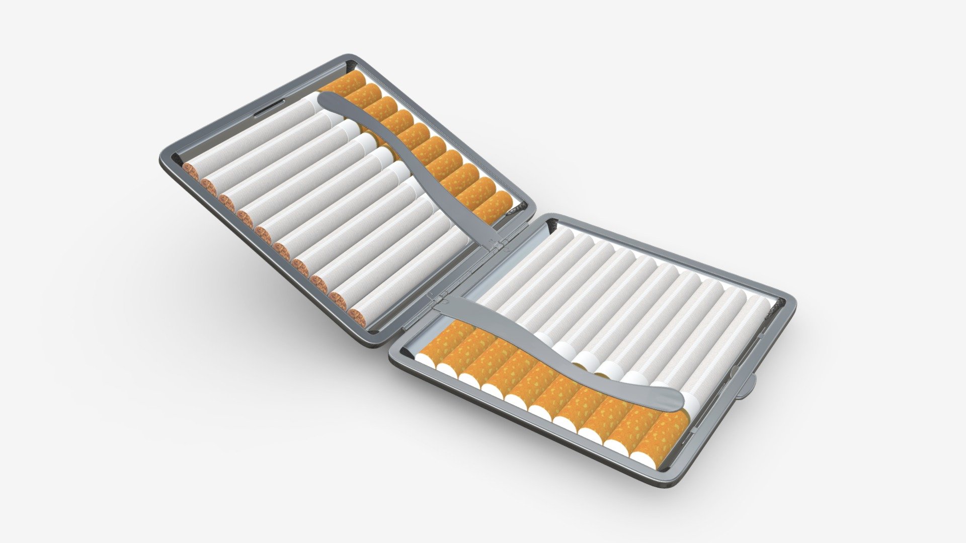 Metal cigarette case 05 open 3d model