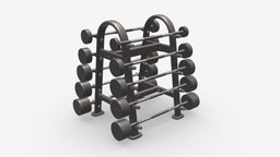 Rubber barbell set on rack