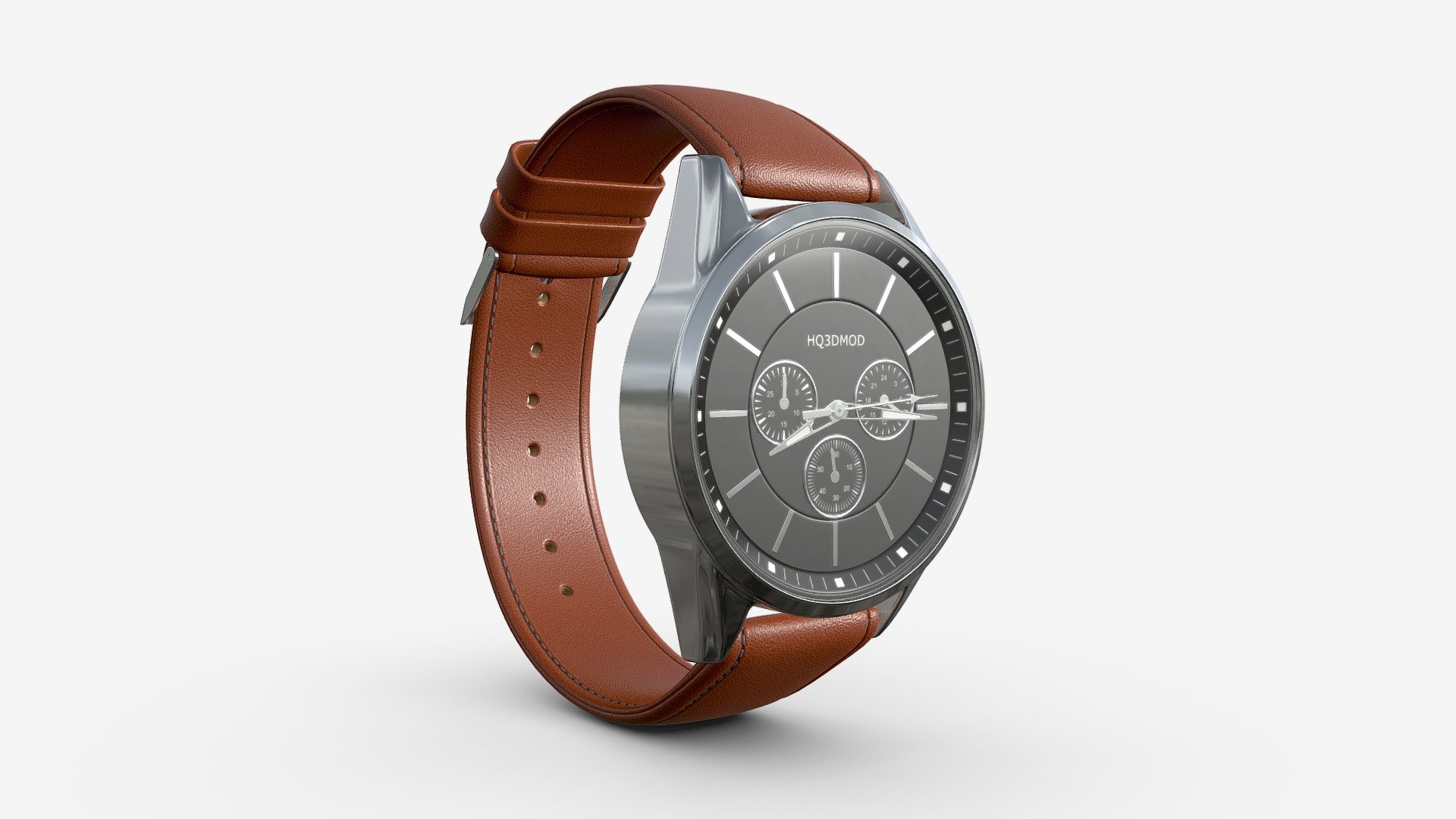 Wristwatch with Leather Strap 03 3d model