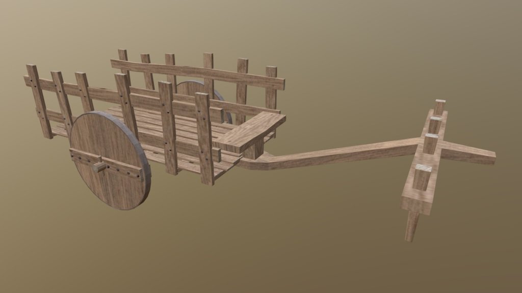 Low Poly Bullcart 3d model