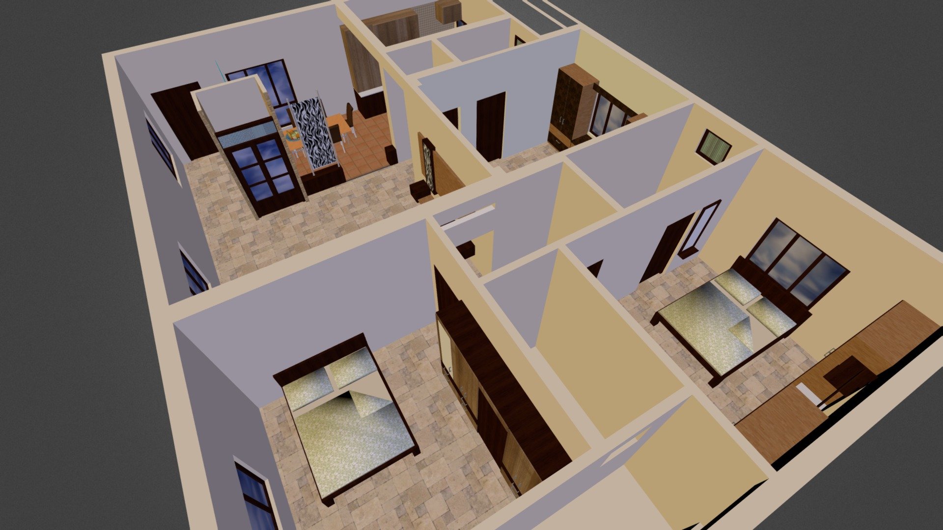 3BHK Flat 3d model