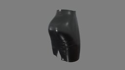 Female Shiny Black Leather Mini Skirt