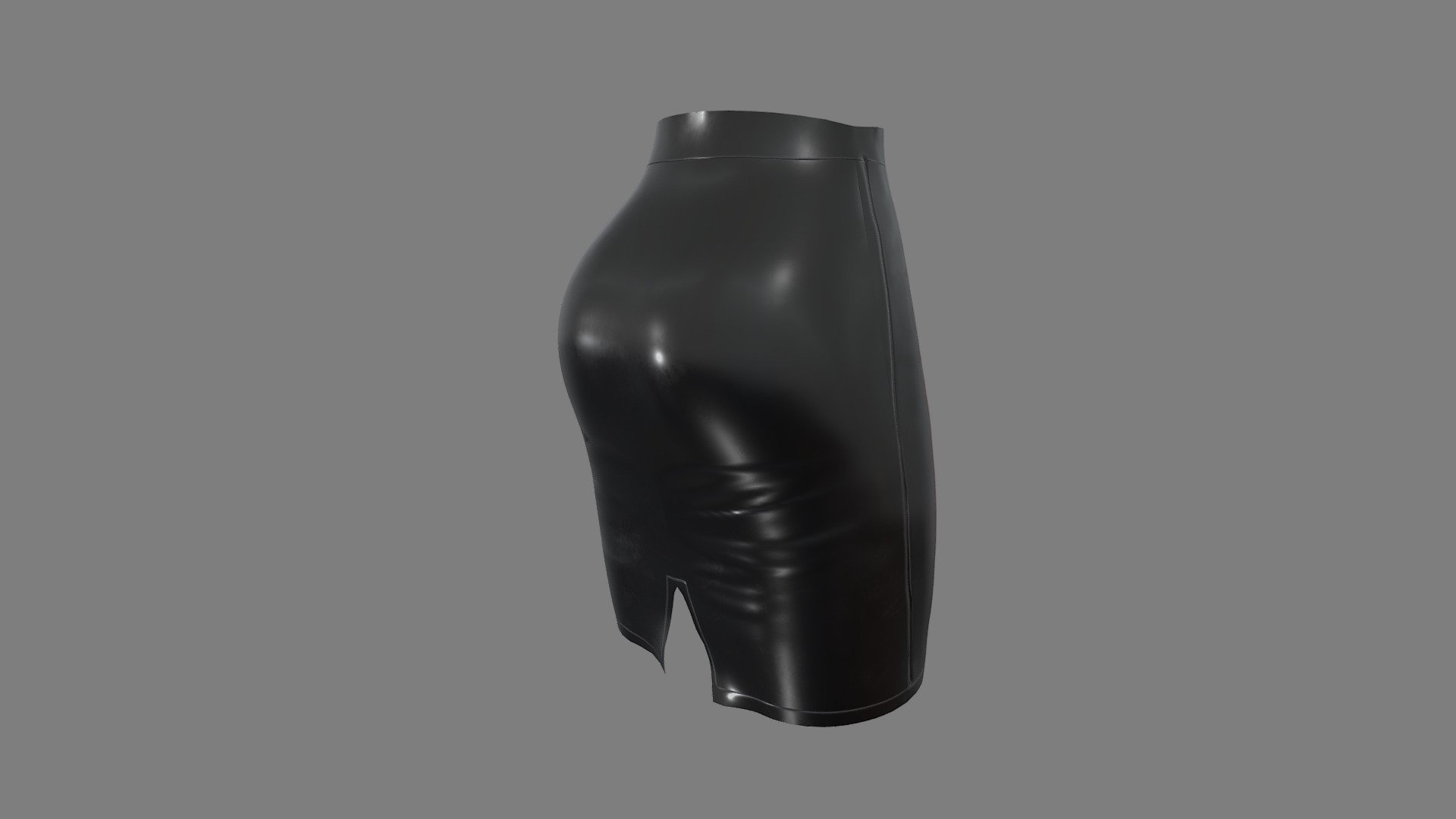 Female Shiny Black Leather Mini Skirt 3d model