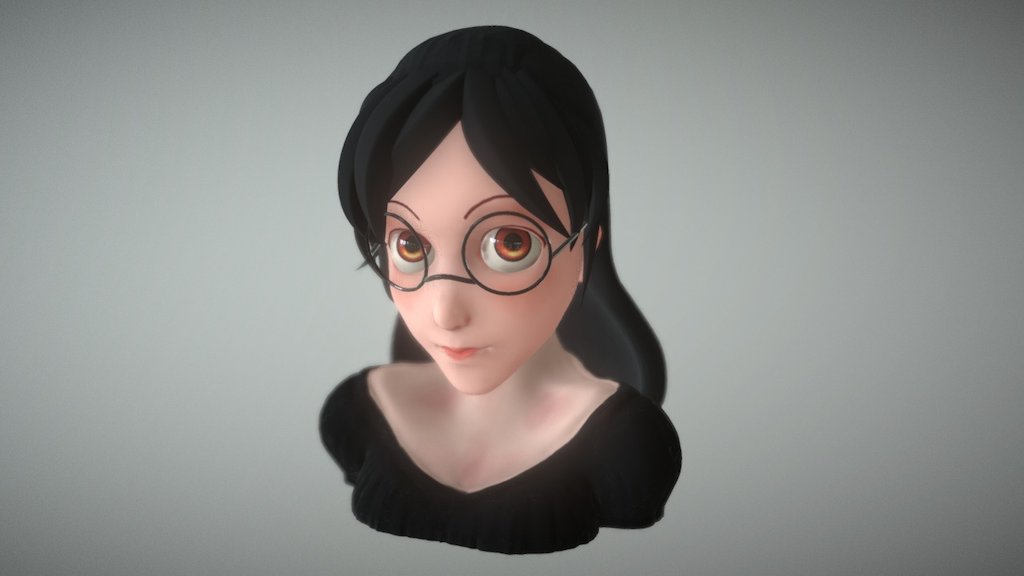 Girl with glasses 3d model